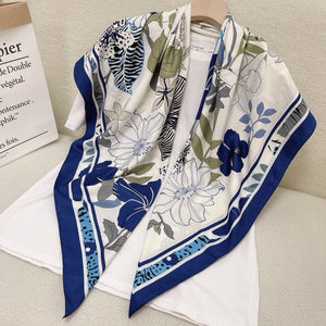110cm Twill Floral Print Silk Scarf - MZ WorldMZ WorldMZ World110cm Twill Floral Print Silk Scarf