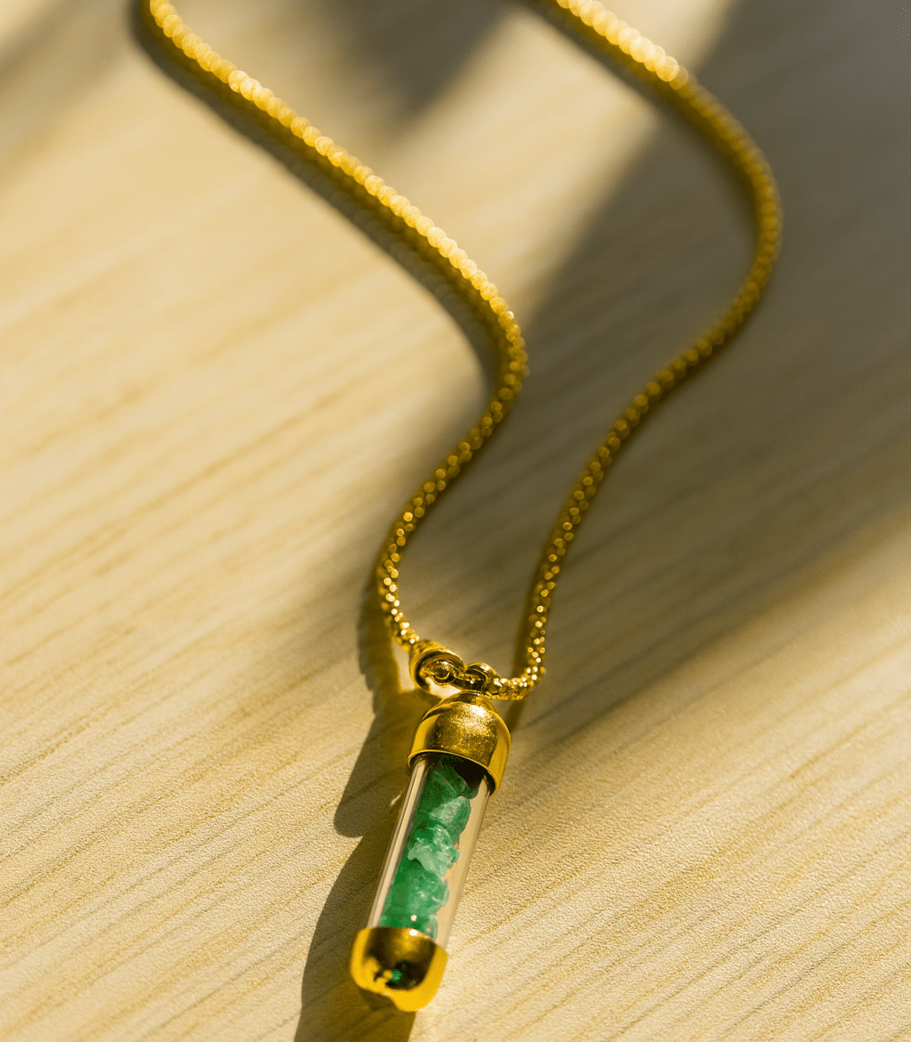 Gold - Tone Cylinder Stone Pendant Necklace - MZ WorldMZ WorldMZ WorldGold - Tone Cylinder Stone Pendant Necklace