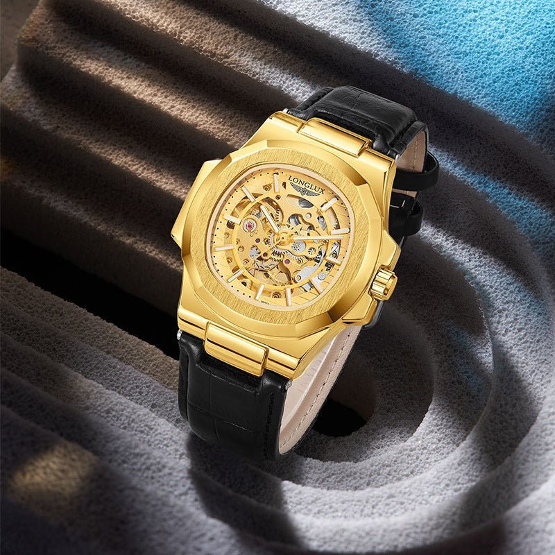 Barrel - shaped Leather Belt Men's Waterproof Mechanical Watch - MZ WorldMZ WorldMZ WorldBarrel - shaped Leather Belt Men's Waterproof Mechanical Watch